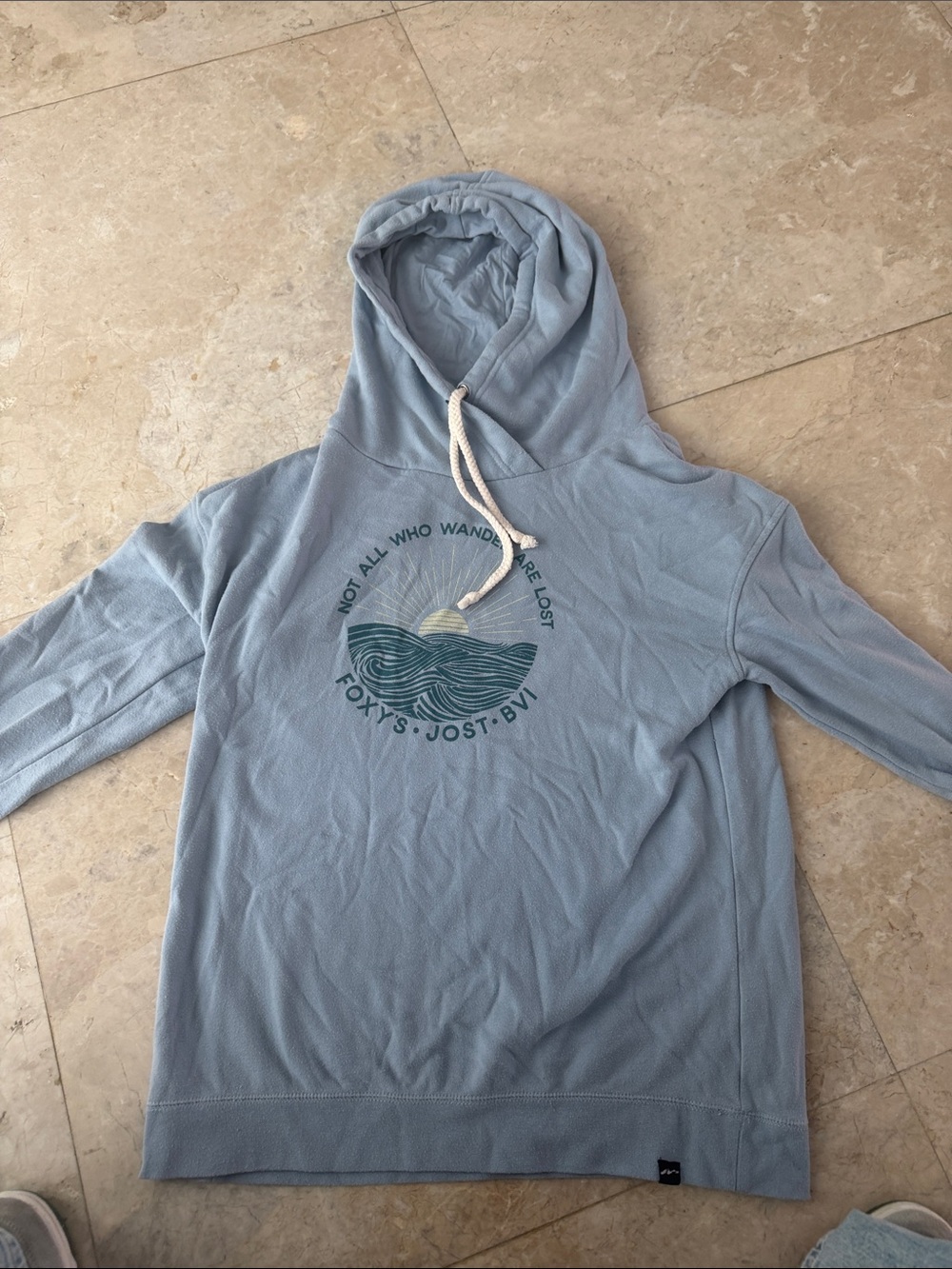 Light Blue Hooded Pullover Sweatshirt